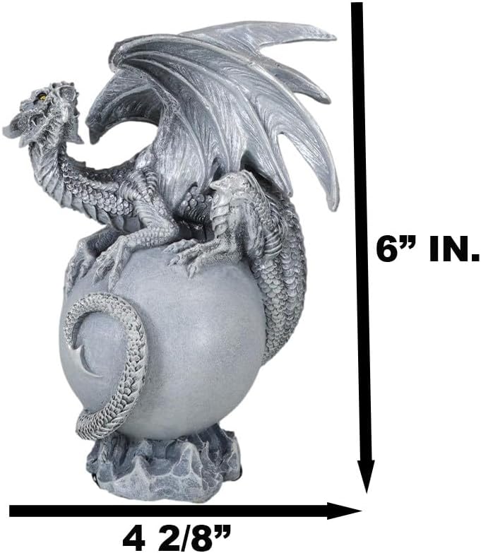 Miniatura 3 de Ebros Gift Dream Weaver Fantasía Wyrmling Sombra Blanca Fantasma Dragón Dormir En Luna Gris Figura 6" Alto Celestial Drake Dungeons and Dragons