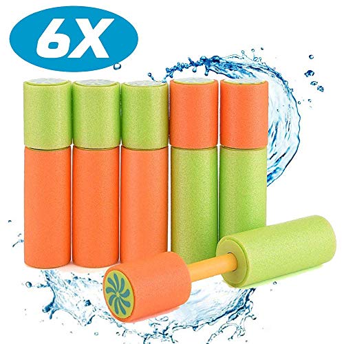 Sinwind Wasserspritzpistolen, Wasserpistole Schaumstoff Bunte Kinder Schaum Wasserpistole Spritzpistole Wassersprühpistole Kinderspielzeug für Jungen und Mädchen Geburtstagsparty Souvenirs (6 Stück)