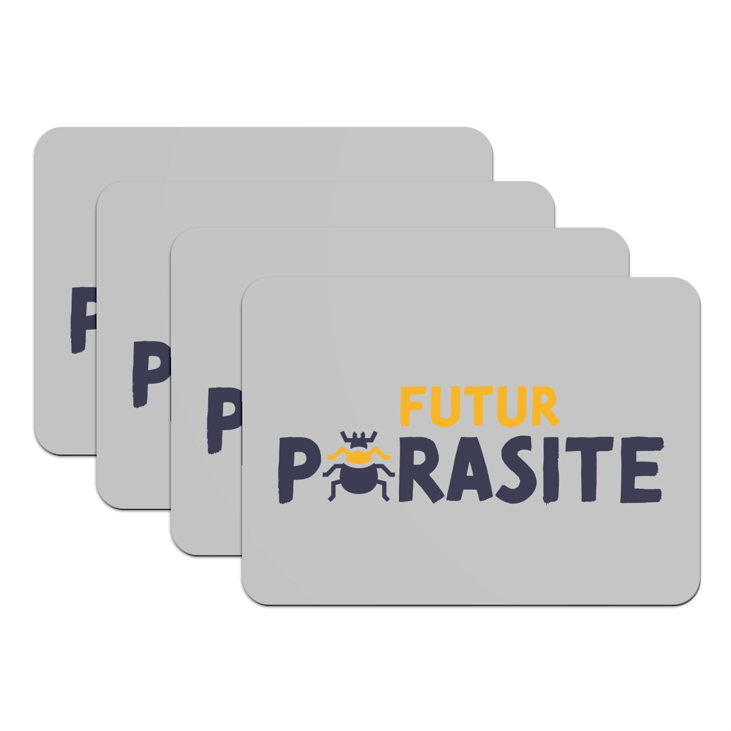 Sets de table lot de 4 gris humour caoutchouc, le cadeau de crémaillère original