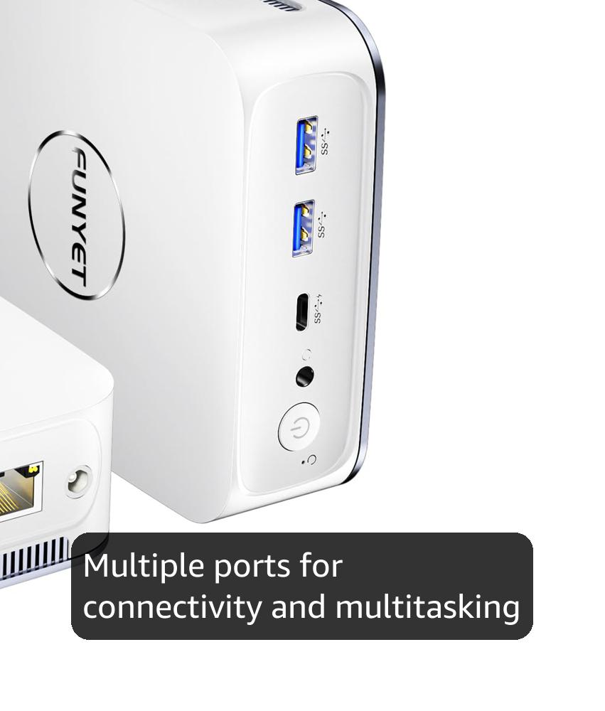 FUNYET Mini PC Gaming PC, Desktop Computer with Intel 12th Gen Alder Lake N95(up to 3.4GHz), 16GB DDR4 RAM 512GB SSD, Supports 4K Displays, Windows 11 Pro White