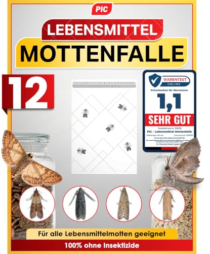 PIC Lebensmittelmotten Falle, 12 Stück Starke Pheromonfallen gegen Motten – Ansicht 1