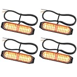 EYPINS 4X 12 LED Frontblitzer, Blinklicht Stroboskop 22 Modi, Bernstein Warnlicht 12W/Leuchte, Warnleuchte Notfall Warnung Blitzer für 12/24V Truck Traktor KFZ LKW Emergency Gabelstapler| IP65 E8&E9