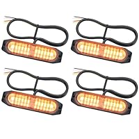 EYPINS 4X 12 LED Frontblitzer, Blinklicht Stroboskop 22 Modi, Bernstein Warnlicht 12W/Leuchte, Warnleuchte Notfall Warnung Blitzer für 12/24V Truck Traktor KFZ LKW Emergency Gabelstapler| IP65 E8&E9