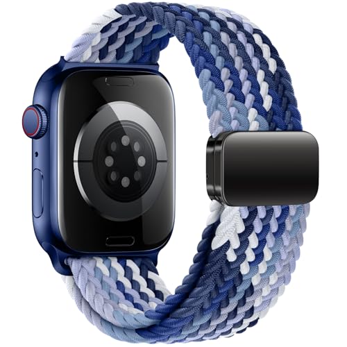 Image of Qimela Sport Loop Compatible with Apple Watch Band 38mm 40mm 41mm 42mm 44mm 45mm 46mm 49mm for Women Men,Magnetic Strap Stretchy Braided Wristband for iWatch Series 11 10 9 8 7 6 5 4 SE Ultra 3 2 1