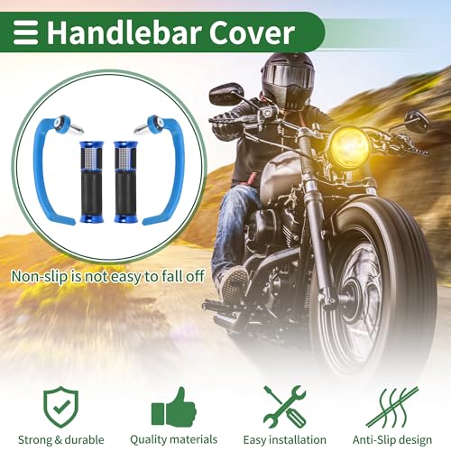 Poignées de guidon moto bleu 22mm 24mm en alu et caoutchouc
