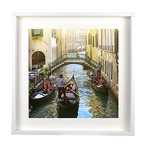 BD ART 50x50 cm groß Box 3D Objektrahmen Bilderrahmen mit Passepartout 40x40 cm, Weiß Quadratische zum befüllen, tiefer für objekte, foto… – Ansicht 2