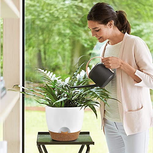 Uubemm Self Watering Planters With Drainage Holes, Set Of 3 Plastic Plant Pots With Deep Reservoir For Indoor Outdoor Garden Flowers Plants,10+9+8 Inch (White) #TOP6