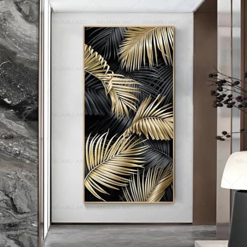 Décoration d'intérieur moderne affiches de feuilles d'or et art abstrait