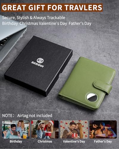 Image of Passport Holder for Travel with AirTag Holder- Leather RFID Blocking Travel accessories with 5 Cards Slot&1ID Window,Magnetic Closure,Gift Box(Air Tag Not Included)