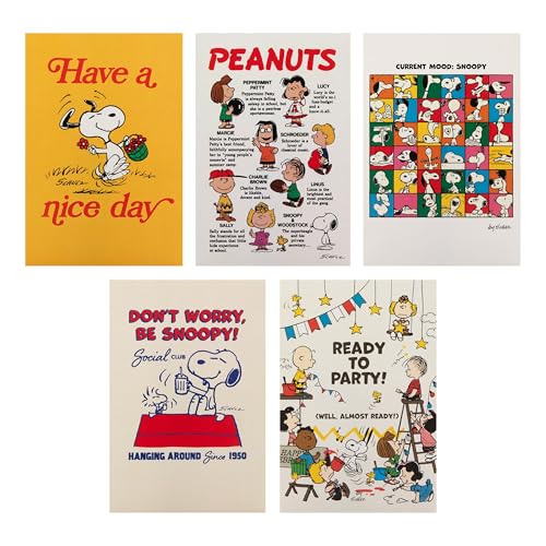 Hallmark PEANUTS SNOOPY Postcards - 5 Cards in 5 Unique 75th Anniversary Commemorative Designs