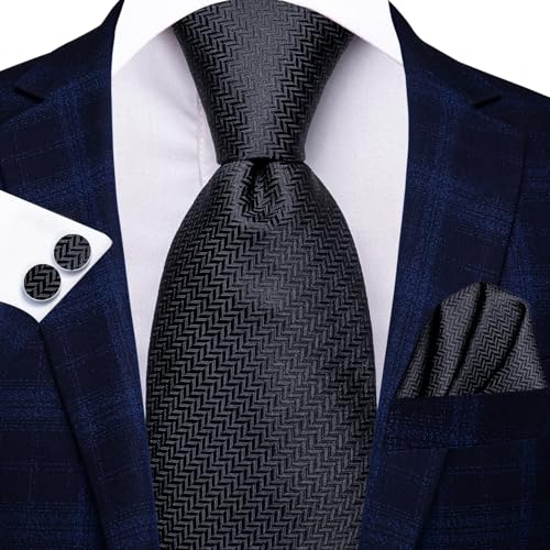 Image of Dubulle Mens Tie Set Solid Paisley Silk Striped Necktie for Men with Cufflinks Tie and Pocket Square