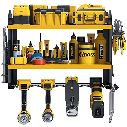 Organisateur outils électriques rangement perceuse tournevis jaune mural - 8