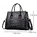 Women Satchel Handbags Top-Handle Bags fuax Leather Embossed Crocodile pattern shoulder bag, Black, Large