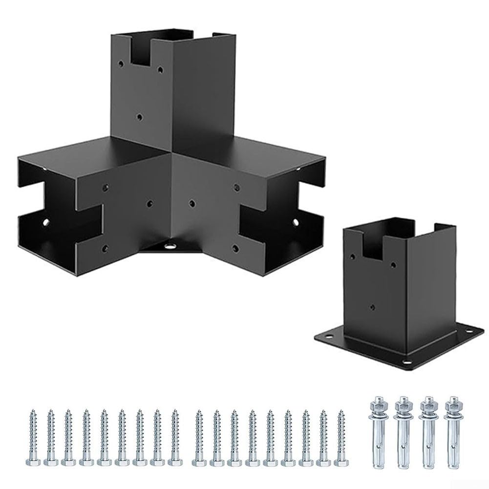 Kit para soporte para madera Exterior para terraza Jardín Antióxido(Base+3T)