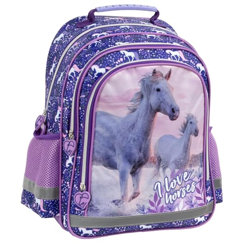 Pferde Fan Rucksack Kinderrucksack für Jungen und Mädchen mit zwei...