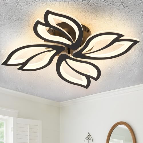 haodengshi 22" Modern Black Flower Dimmable LED Ceiling Light Fixtures,