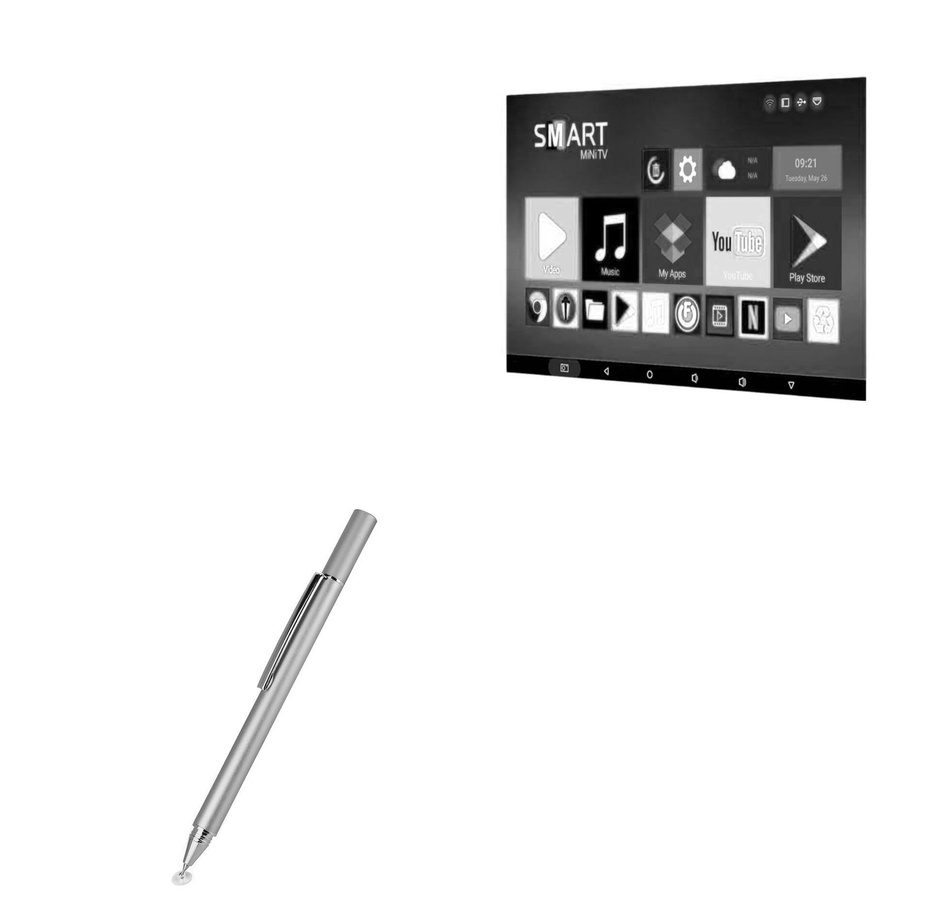 BoxWaveStylus Pen Compatible with Haocrown 21.5 in Bathroom TV IP66 - FineTouch Capacitive Stylus, Super Precise Stylus Pen - Metallic Silver