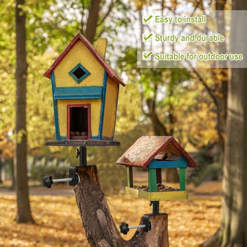 Otoolling 4 Pack Bird House Mount for Fence Birds Feeder Mounted Adjustable Heavy Duty Clamp-on Shelf Bracket for Garden Backyard Patio Deck Tree Outdoor Decor (Bird House Not Included)