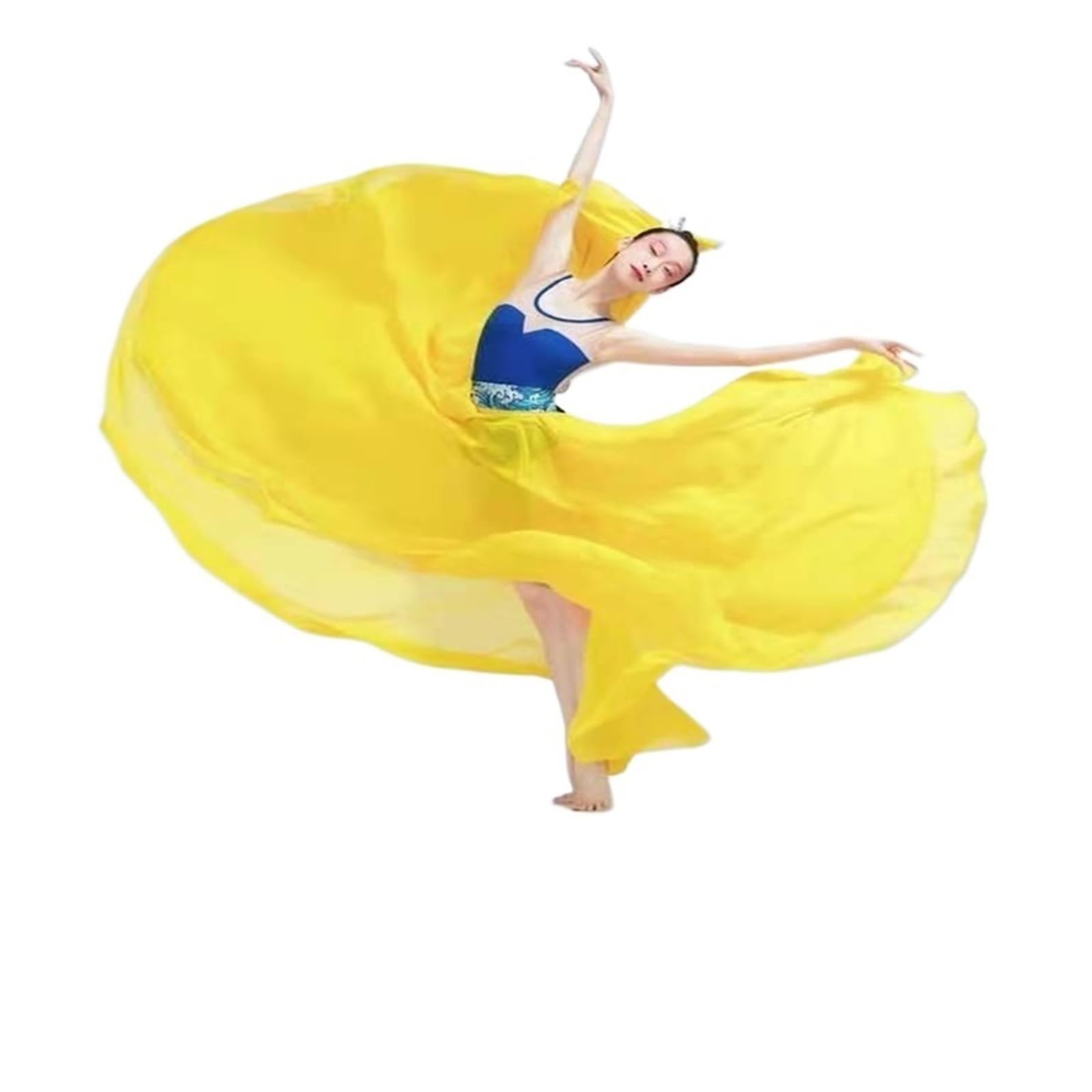 Falda Larga para Danza del Vientre, Disfraz de Danza clásica, Elegante Falda de Gasa para práctica de Danza del Vientre, 720 Grados, con Vuelo, para Ballet Moderno (Blanco, 540 x 8