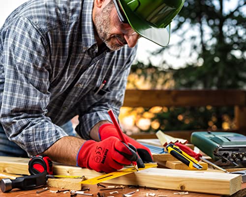 Dulfine Safety Work Gloves & Gardening Gloves For Men, 6 Pairs Pack, Seamless Knit Nylon Glove With Breathable Foam Latex Coated,Ideal For General Purpose,Home Improvement,Painting(Medium) #TOP3