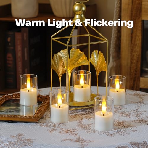 Image of Yeelida 15pcs Battery Operated 1.7 inch x2.5 inch Clear Acrylic Remote LED Tea Lights, Flameless 2 /4 /6 /8h Timer Fake Ivory Bulk Votive Candles with Batteries, Flickering Warm Light Pure Plastic Tealights