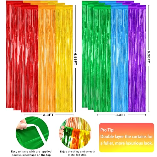 Image of OHOME Back to School Decorations - Rainbow Streamers Backdrop Banner - Last Day of School Decorations for Classroom Decor | Rainbow Party Decorations for Cinco De Mayo Engagement Pride Fiesta Birthday