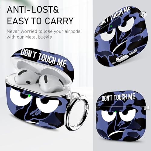 Image of for Apple Airpods 4th Generation Case Covers(2024),Don't Touch Me for Airpods 4 Cover with Keychain /Lanyard Soft Cute Shockproof Cover for Women Men Compatible AirPod 4 Case,Blue
