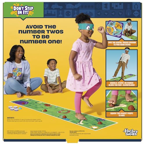 Hasbro Gaming Don't Step in It Preschool Game I Blindfolded, Poop Party Game | Spinner with 8 Fun Animal Moves | Ages 4+| 1+ Players I Funny Kids Board Games | Easter Gift for Kids - image 2