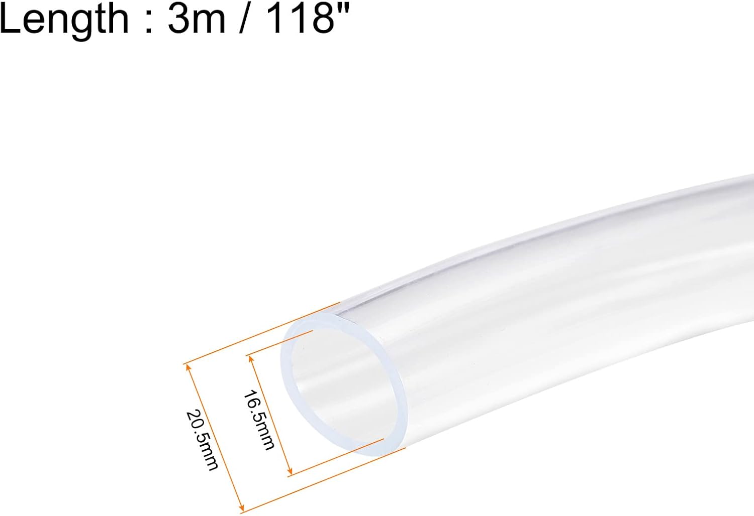 Clear Plastic PVC Tubing Flexible Vinyl Tube, [for Garden Irrigation Water Hose, Fish Tank, Aquarium] - 16.5mmx20.5mm/10ft(3meter)
