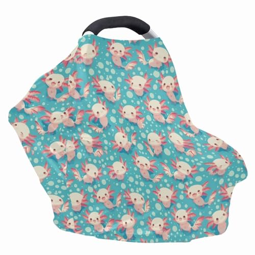 Image of Youngerbaby Axolotl Nursing Cover Breastfeeding Super Soft Multi Use for Baby Car Seat Covers Canopy Shopping Cart Cover Scarf Light Blanket Stroller Cover Baby Girl Necessities