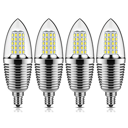 Buy 1 get 1 E12 Candelabra LED Bulbs,12W Daylight White 6000K Candle Bulbs, 85-100 Watt Equivalent,1200 Lumens Chandelier Lights,Indoor Home Lighting,CRI80,Non-Dimmable(4 Packs)