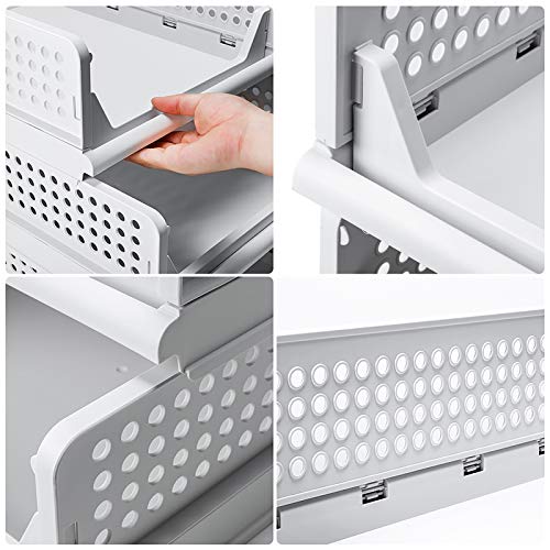 Yorbay Stapelbare garderobe-organizer, 3 stuks, kledingopbergdoos, uittrekbare ladeverdelers, opvouwbare plastic manden… - Image 8