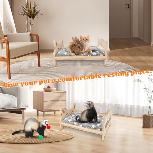 Cama de madera para conejos plegable que soluciona el estrés del descanso 8