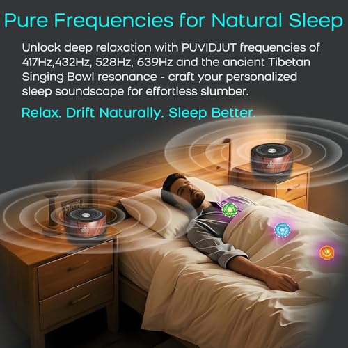 Image of Sound Frequency Machine,Auto Tibetan Singing Bowl, Meditation Generator Instrument - Solfeggio Bath for Yoga, Mindfulness, Vibration System of Chakra Balancing, 5 Tones, 3 Timers