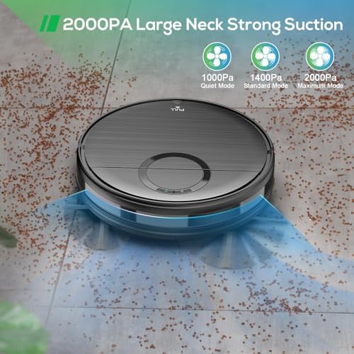 Robot Vacuum and Mop Combo, 2 in 1 Mopping Robot Vacuum Cleaner with Schedule, Wi-Fi/App/Remote, 2000Pa Max Suction, Self-Charging Robotic Vacuum, Slim, Ideal for Hard Floor, Pet Hair — view 4