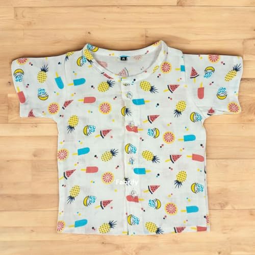 Image of Fabrify Organic Muslin Cotton Baby Top and Bottom Set, Sleepsuit Night Dress, Infant Toddler Clothing