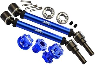 Harden Steel + Aluminum Front Or Rear Adjustable CVD Drive Shaft + Hex Adapter + Wheel Lock (Suitable for +20mm Widening Kit) for Traxxas 1:10 4WD MAXX 89076-4 / MAXX with WideMaxx 89086-4 - Blue