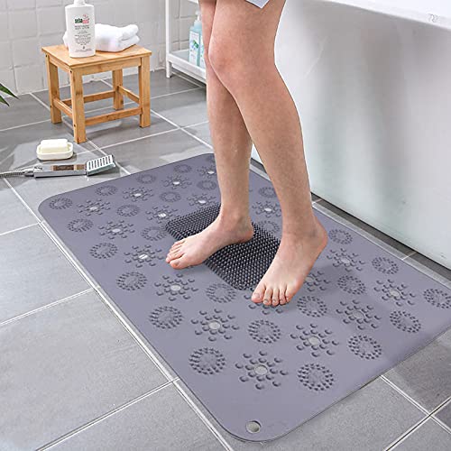 KAITOER Duschmatte Quadratisch Fußmassage Silikonmatte Duschunterlage rutschfest Badematte Badewannenmatte rutschfest mit Saugnäpfen 62.5 x 44.5 cm, Geeignet für Duschraum, Badezimmer Cover