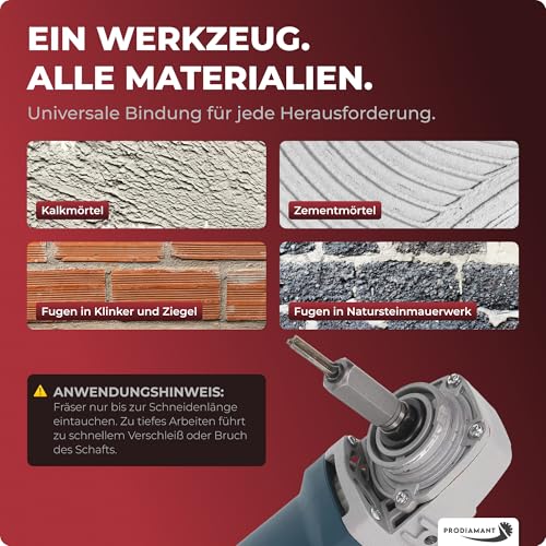 PRODIAMANT Hartmetall Fugenfräser 8 mm für Winkelschleifer Mörtelfräser mit M14 Gewinde
