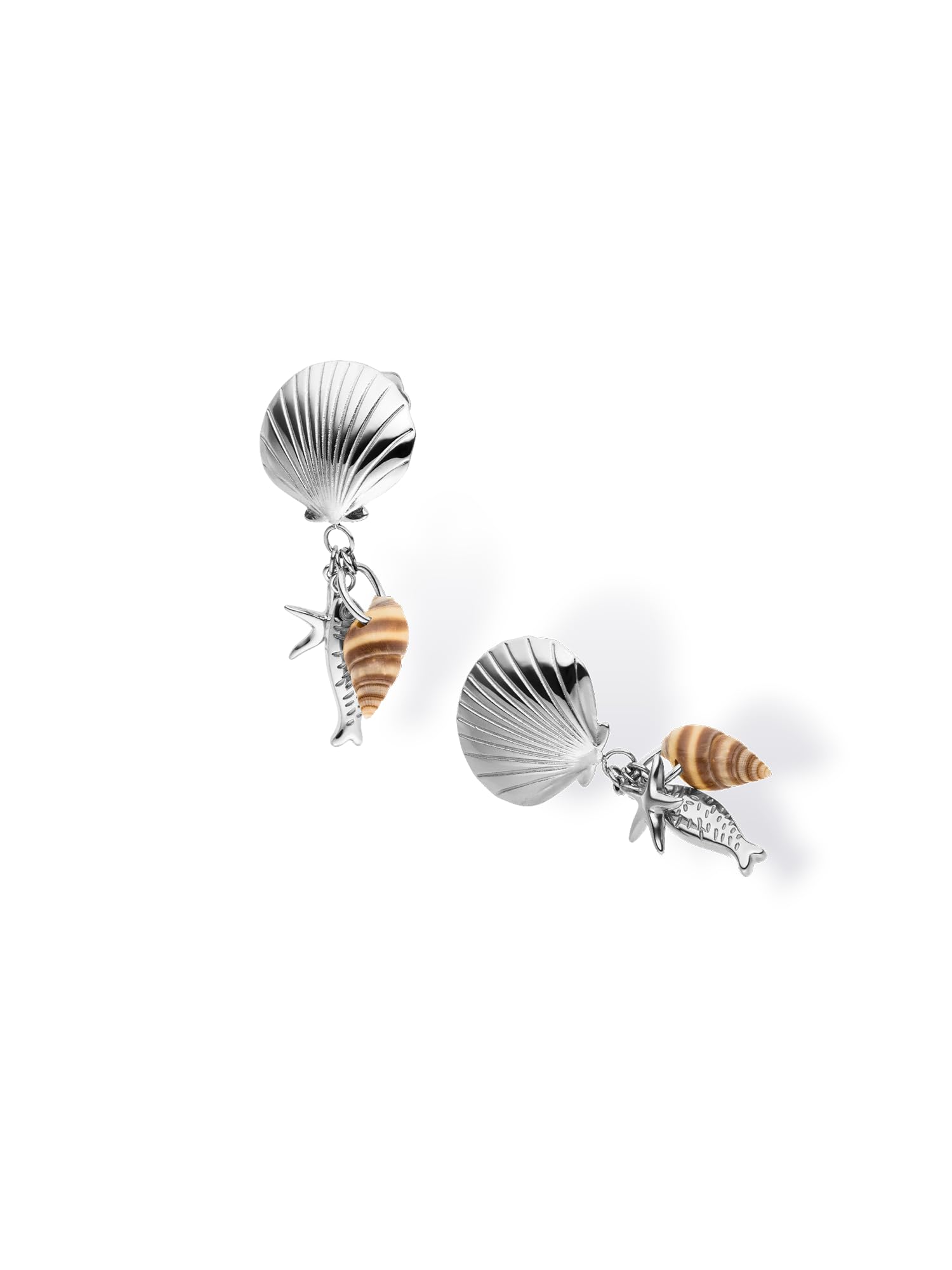 Purelei Ocean Crush Schmuckset für Damen – Halskette & Ohrringe mit maritimen Anhängern (Muschel, Seestern, Fisch) aus Edelstahl – Statement Schmuck Set für Sommer, Urlaub & besondere Anlässe