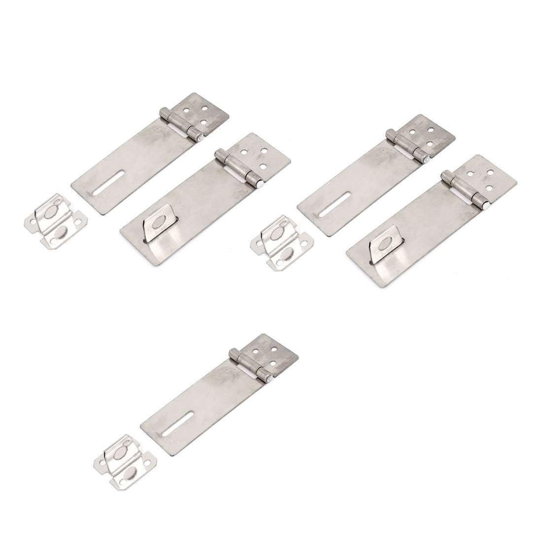 Aexit 5 Sets Clothes Hangers Security Hasp Staple Cupboard Gate Shed Latch Lock Children's Clothes Hangers for Padlocks