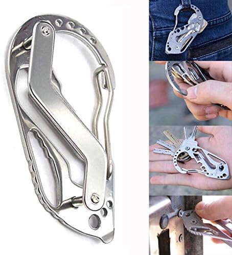 YOOKA Stainless Steel Multi-Tool Keychain Carabiner Organizer Clip to Buckle with Bottle Opener | Smart Compact Key Holder and Key Collector | Screwdriver and Wrench | Great Gift