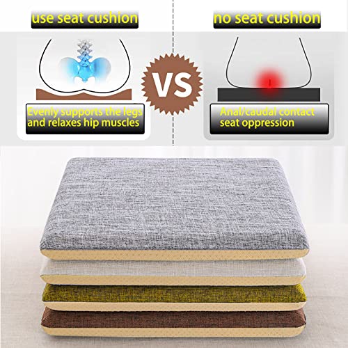 Seat Cushions For Kitchen Chairs/Dining Chairs, Fiber Fill Tufted Cotton Comfortable Linen Chair Cushions Pads With Ties And Non Slip Back For Kitchen Dining Room Lounge, Set Of 2, Brown #TOP2