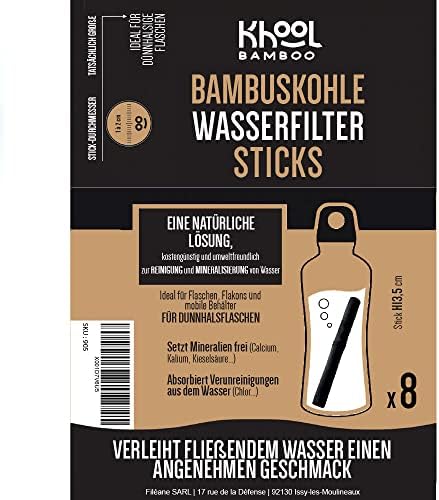 Khool BAMBOO Set of 8 Fine Bamboo Charcoal Sticks 1 to 2 cm Diameter For Cleaning and Improving Taste of Water in Your Bottles and Carafes (1152)