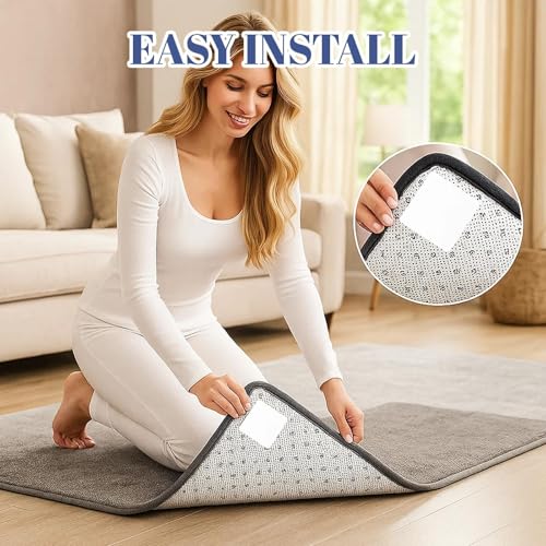 8 Stück rutschfeste Pads, Anti Rutsch Teppichunterlage, Teppich Küche, antirutsch, Teppich Stopper rutschfest, 10x10 cm Weiße Antirutsch Unterlage für Sicheren Halt
