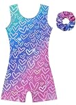 ALISISTER Girls Gymnastics Leotards with Shorts Heart Pattern Sparkly Dance Wear 5–6 Years