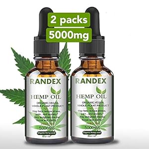 (2 Pack) 5000mg Organic Cold-Pressed Hemp Oil – Rich in Omega 3-6-9 – Natural Hemp Drops – Made in USA