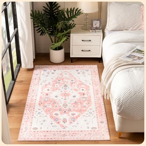 Istana 3x5 Area Rug - Pink Modern Rugs for Living Room 3x5 - Foldable Rugs for Bedroom/Living Room Rug - Stain Resistant Washable Rug - Eco-Friendly Small Area Rugs