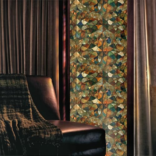 Vinilo decorativo mosaico marrón verde 15.7 x 118 in miniatura 2