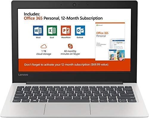 Lenovo New 130S 11.6" HD Laptop, Intel Celeron (2 core) N4000 1.1GHz up to 2.6GHz, 4GB Memory, 64GB SSD, Webcam, Bluetooth, HDMI, USB 3.1, Windows 10, Office 365 Personal 1-Year Included